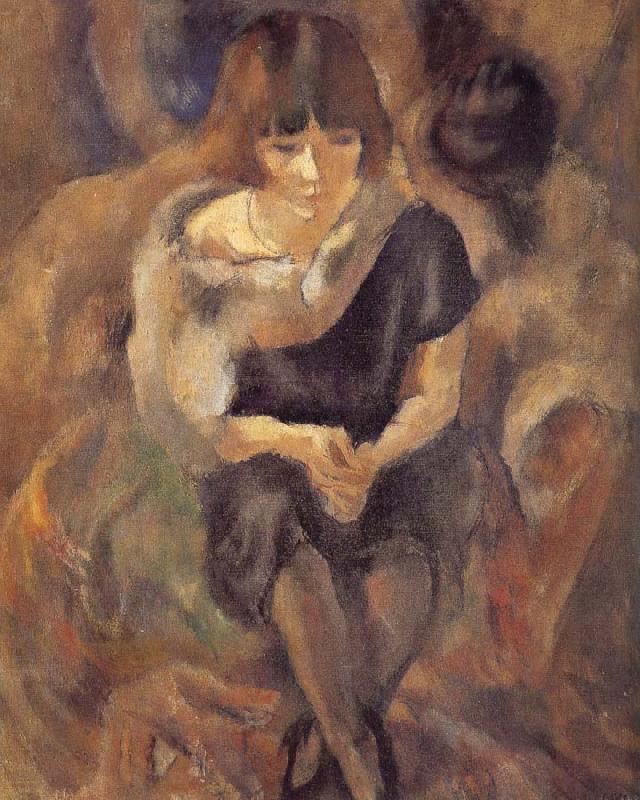 Jules Pascin Lucy wearing fur shawl